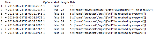 Inspecting WebSocket frames